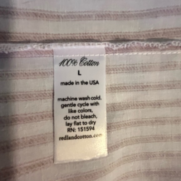 Red Land Cotton Brand Night Shirt, Bold Red Piping details, Size Large. NWOT, - Picture 4 of 6